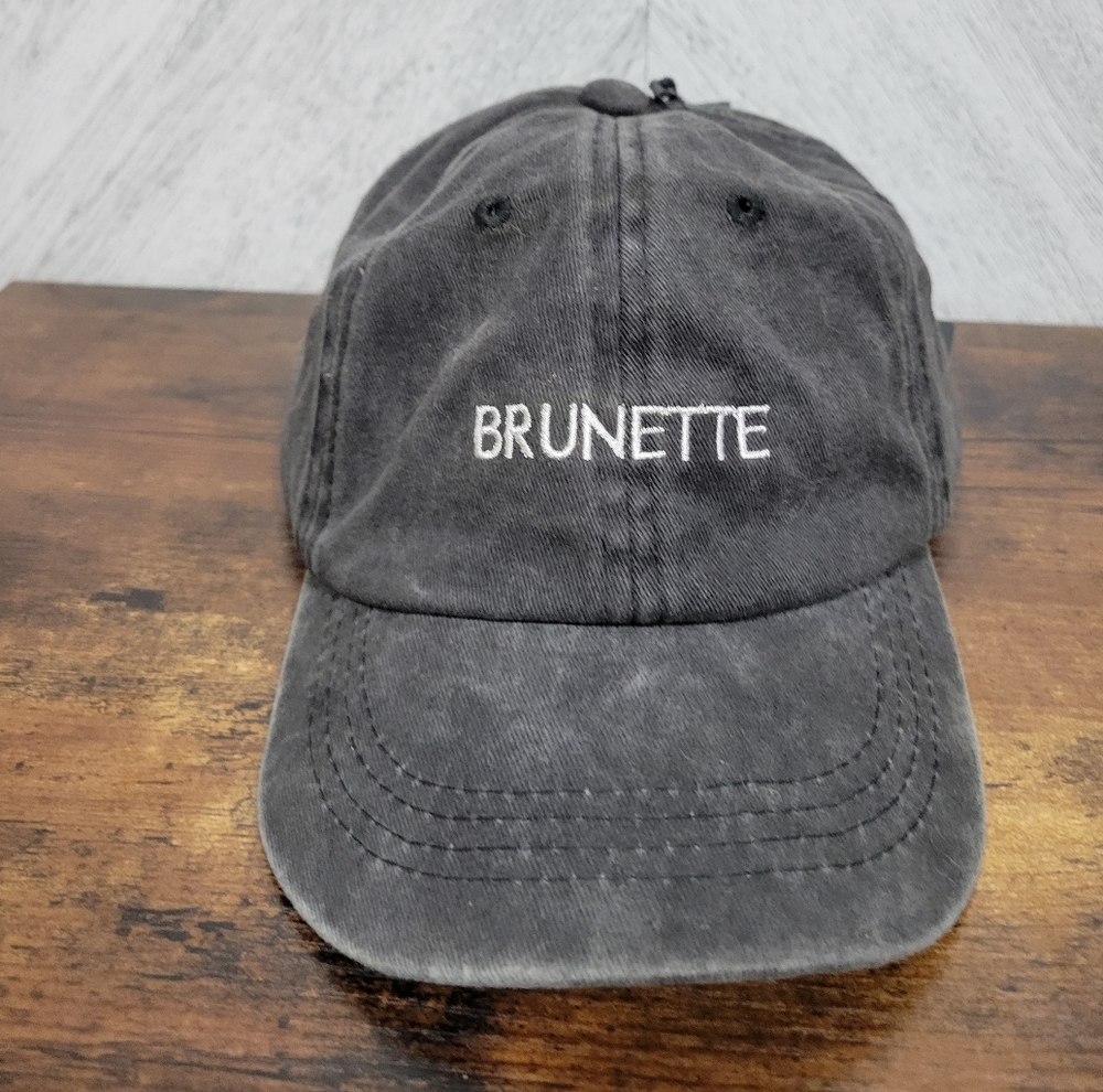 Brunette Embroidered Black Cap